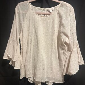 LC Lauren Conrad Cream Eyelet Blouse